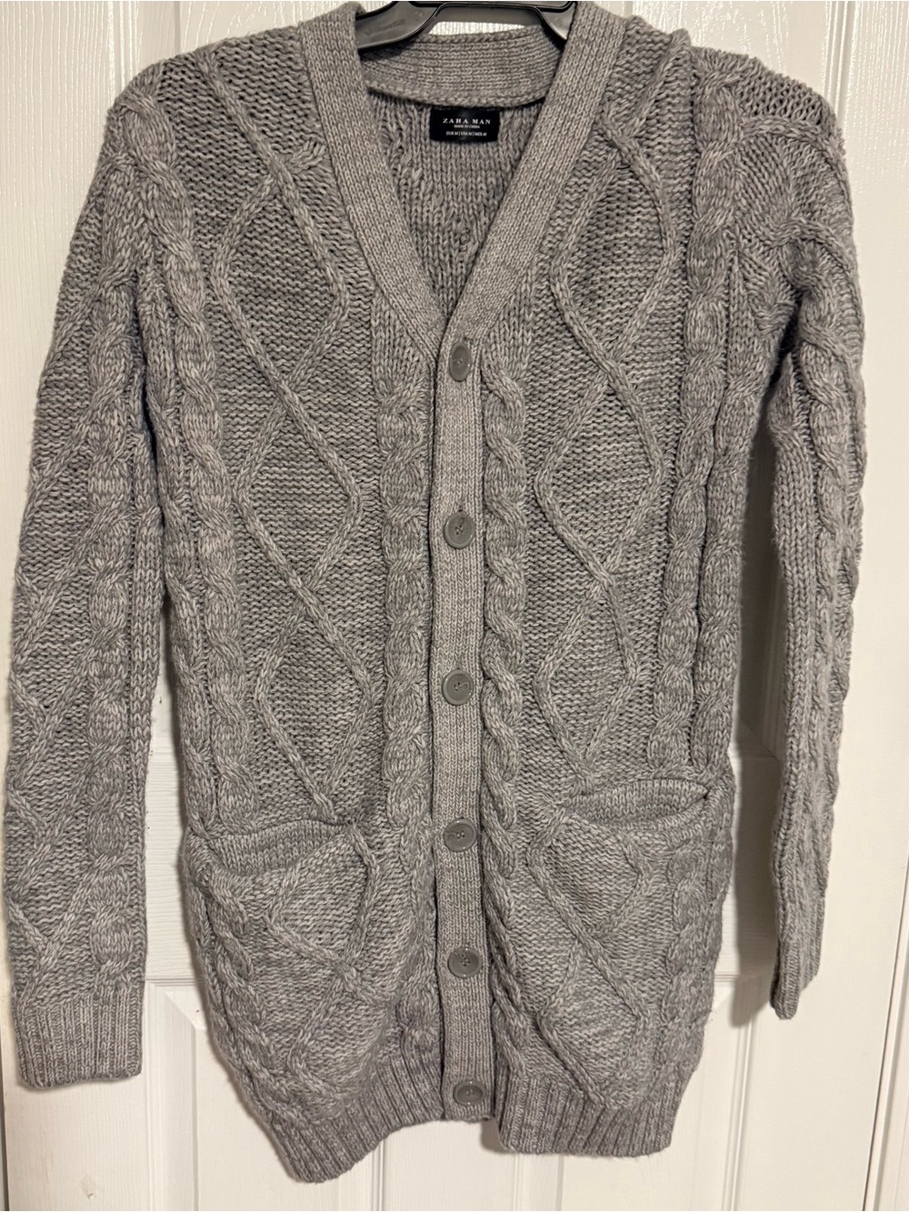 Zara Light Gray Cable Knit Cardigan